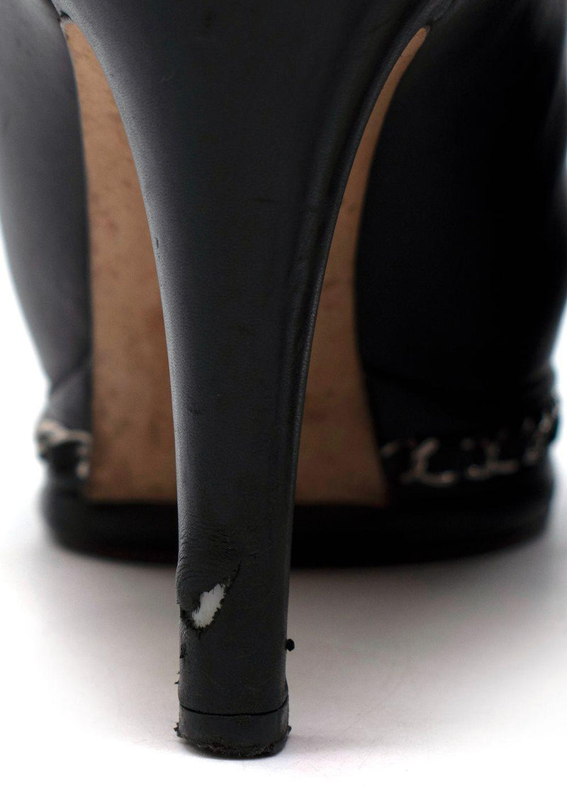 Black Chain Trimmed CC Pumps