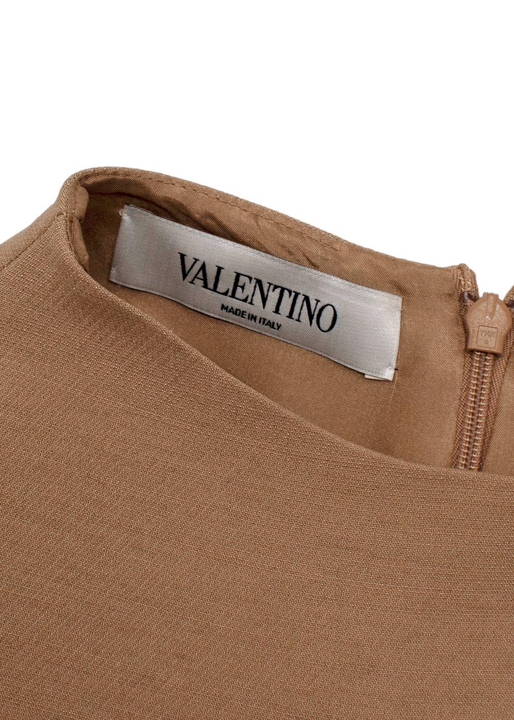 Valentino Wool Mock Neck Long Sleeve Camel Brown Top and Trouser Set