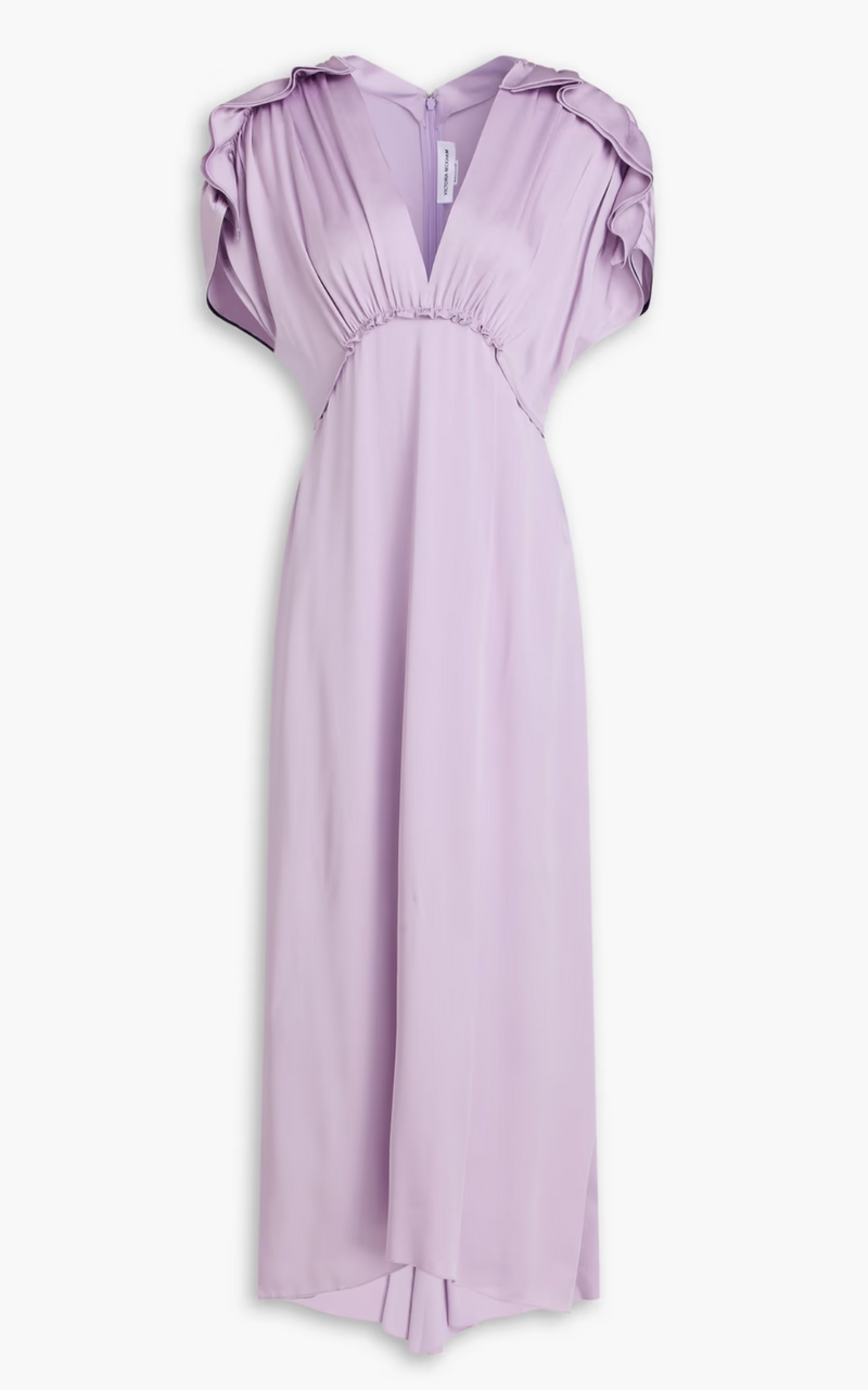 Victoria Beckham Ruffled Satin-Crepe Midi Dress