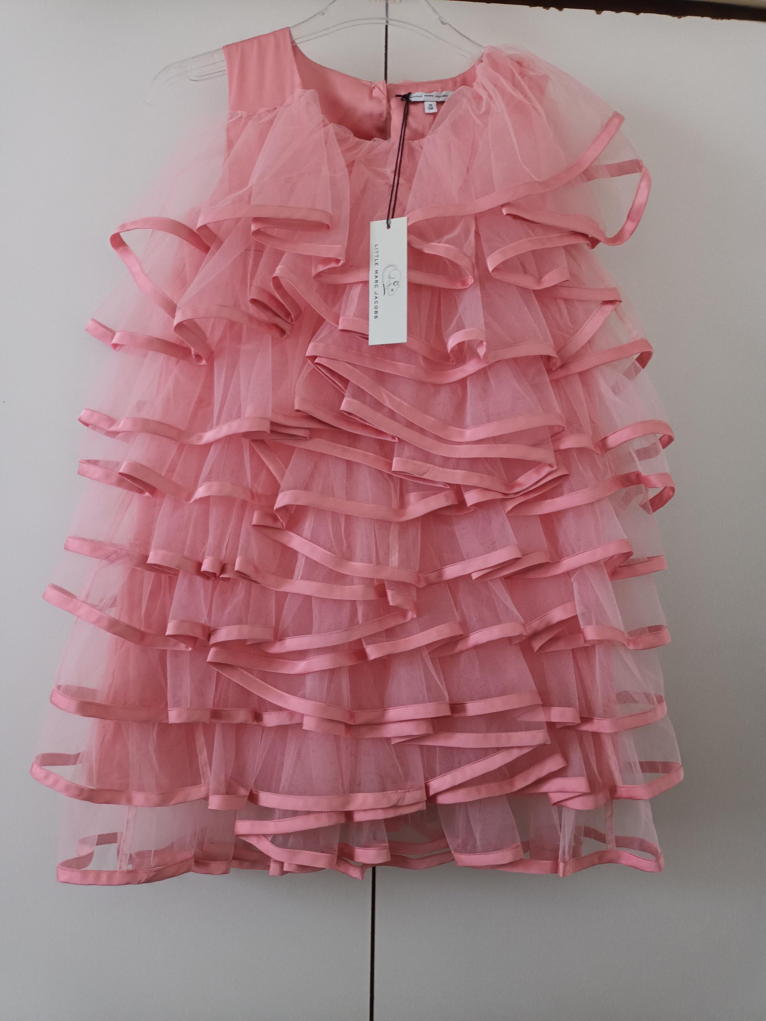 pink tulle ruffled party dress