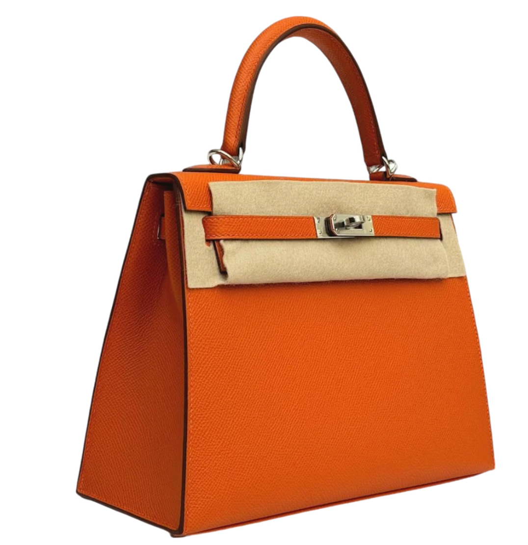 Orange Kelly 25 cm in Epsom Sellier  with Palladium Hardware