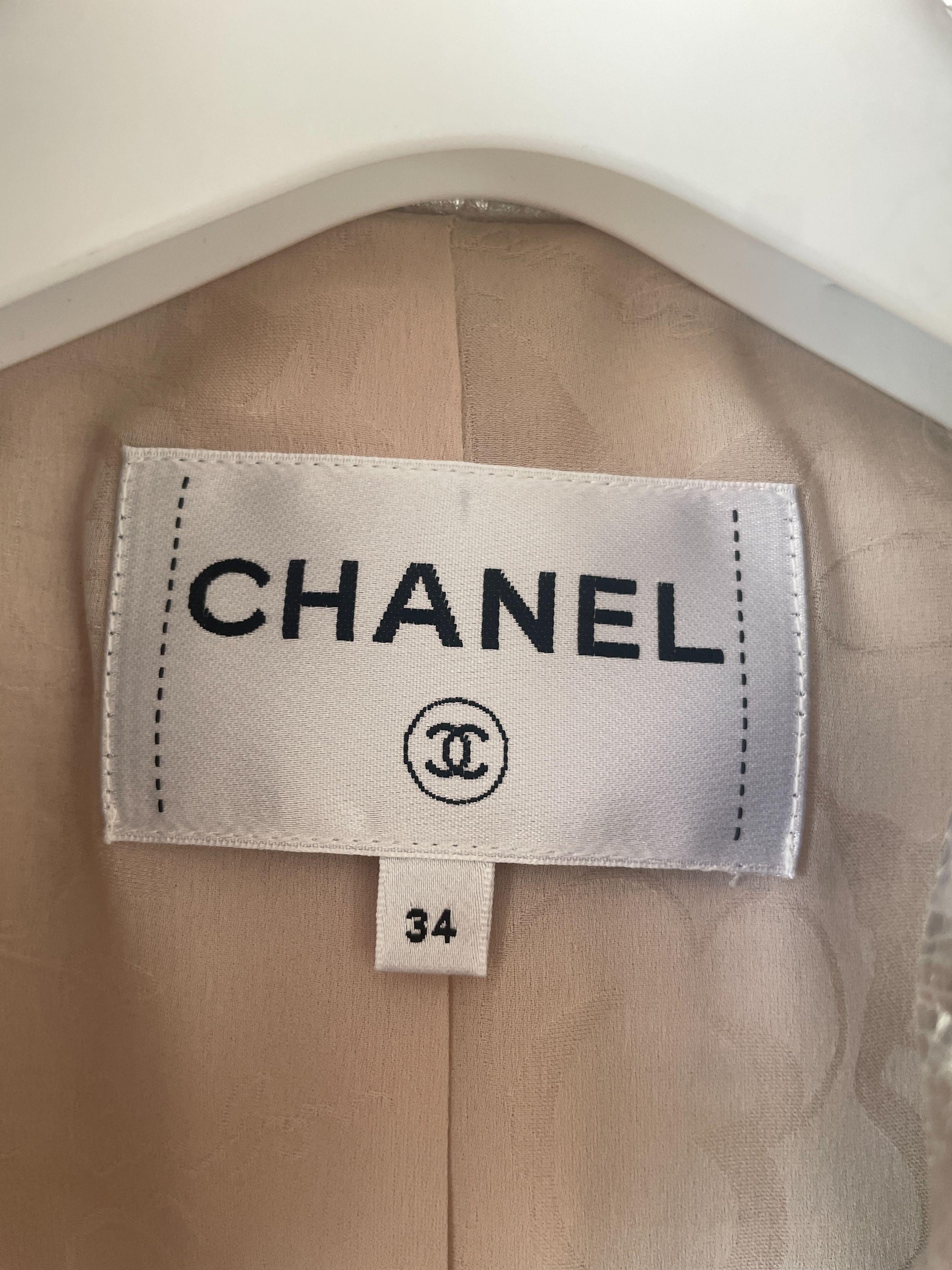Chanel Beige Wool Jacket with Pearl Button Detail