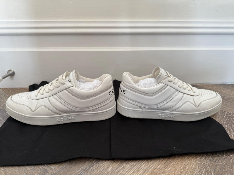 Low Lace Up White Lther Sneakers