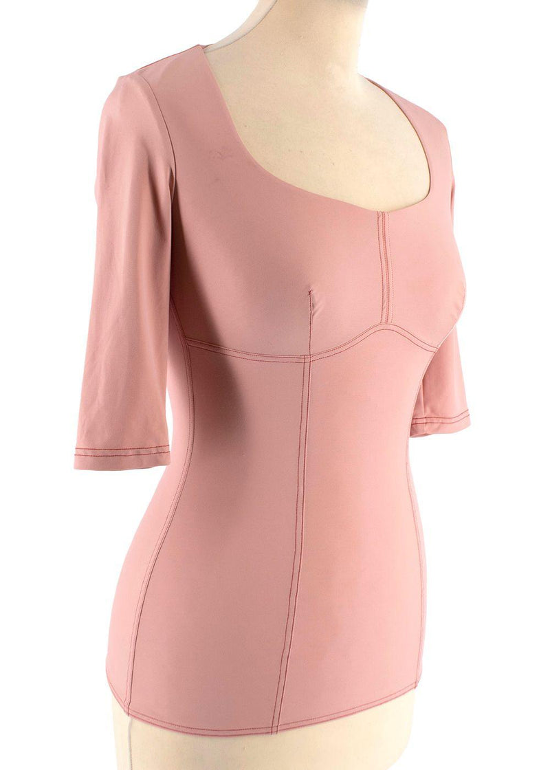 Pink Panelled Stretch Top