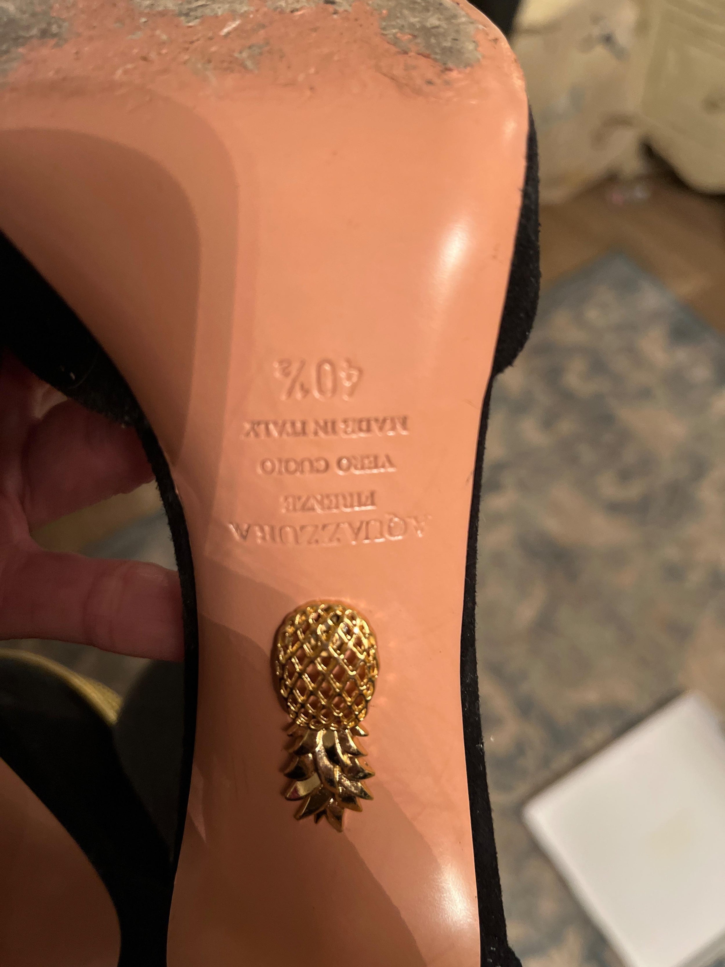 Aquazzura Black Hello Lover Suede Heels