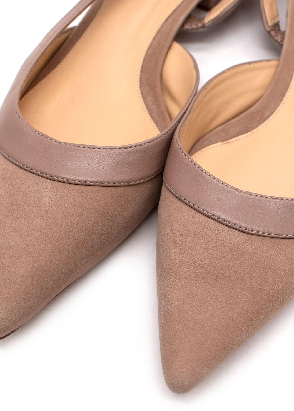Alexandre Birman Taupe Suede Slingback Flats