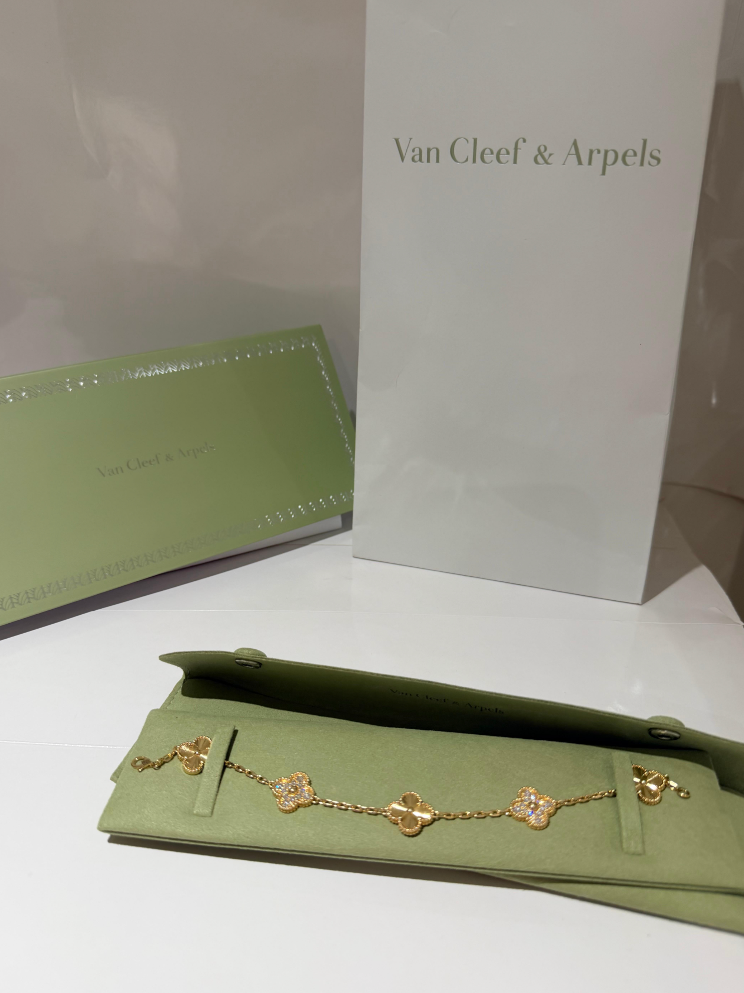 Van Cleef & Arpels Vintage Alhambra Yellow Gold And Diamonds Bracelet