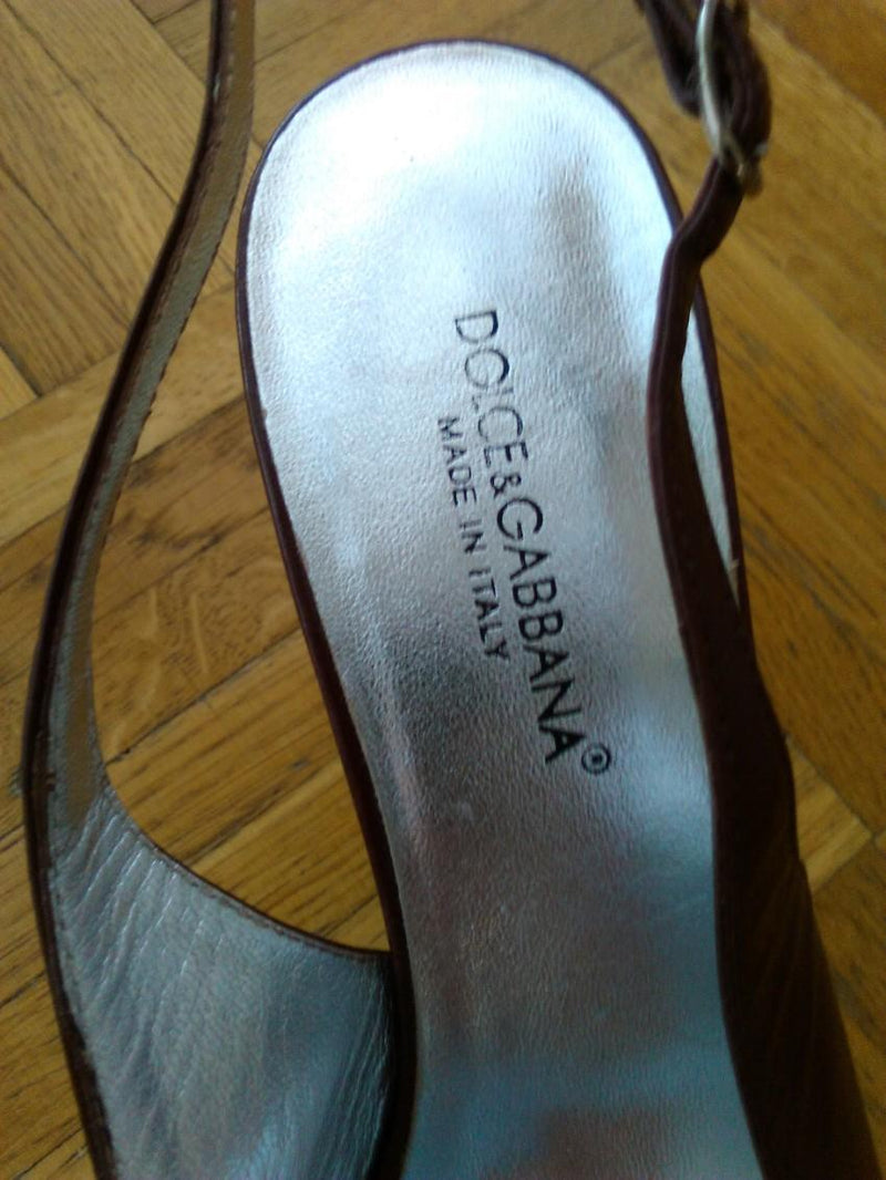 Dolce & Gabbana Burgundy Slingback Sandals