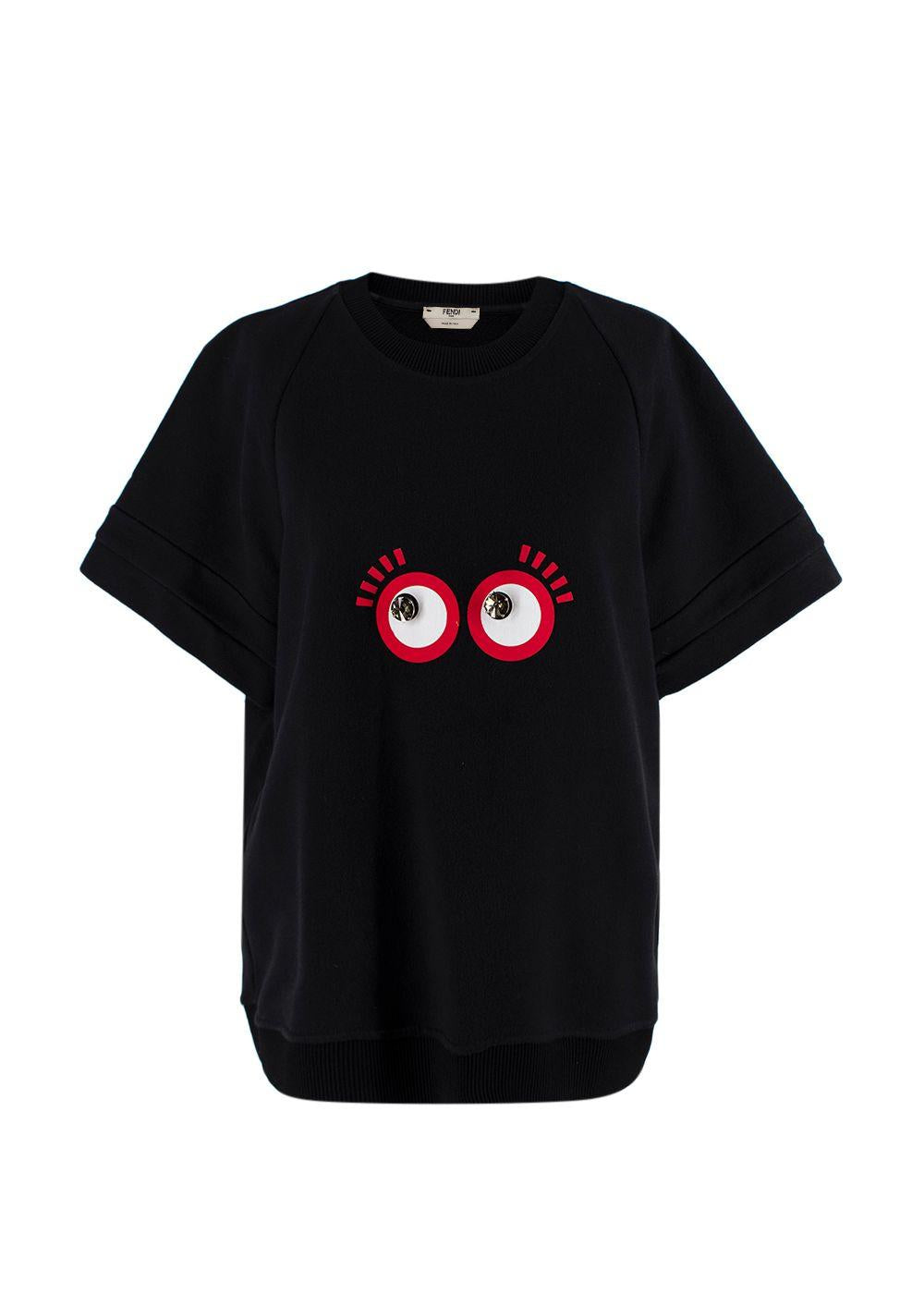Fendi Black Embellished Eye Detail T-Shirt