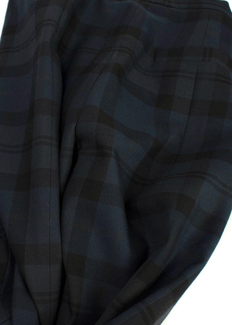 Chloe Dark Green Wool Check Trousers