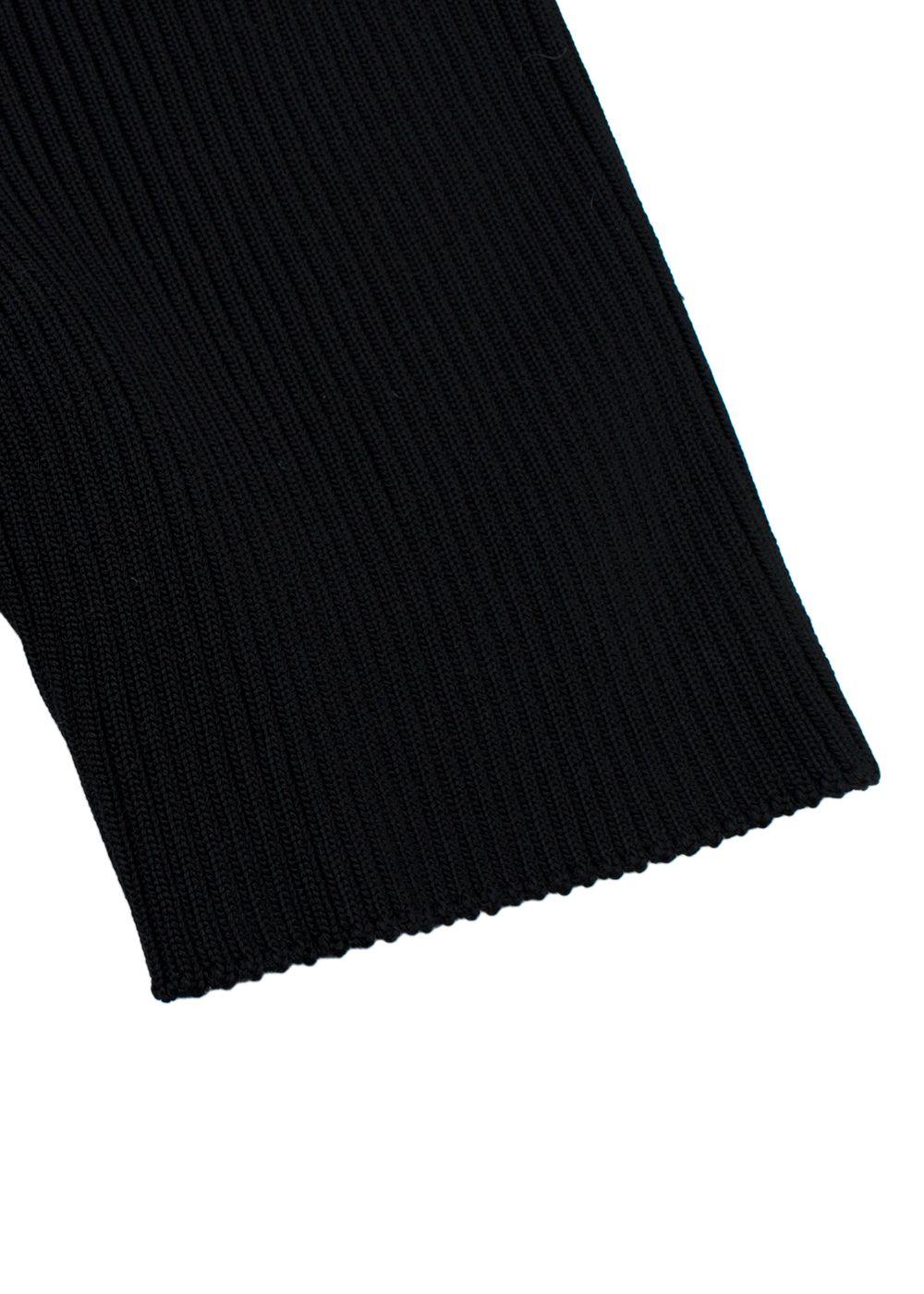 Prada Black Ribbed Cycling Shorts with Beige Trim Detail