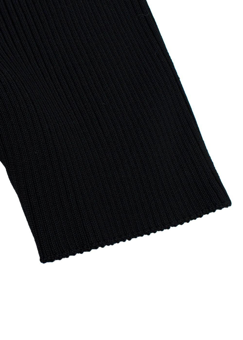 Prada Black Ribbed Cycling Shorts with Beige Trim Detail