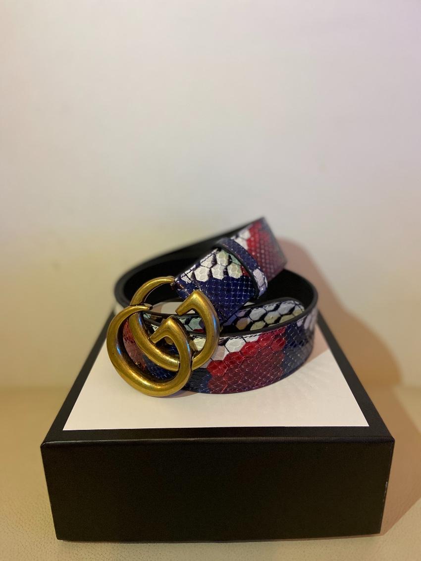 Gucci Python Belt with Double GG Buckle
