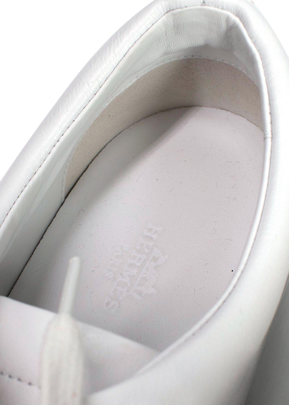 Hermes White Leather Happy  Sneakers