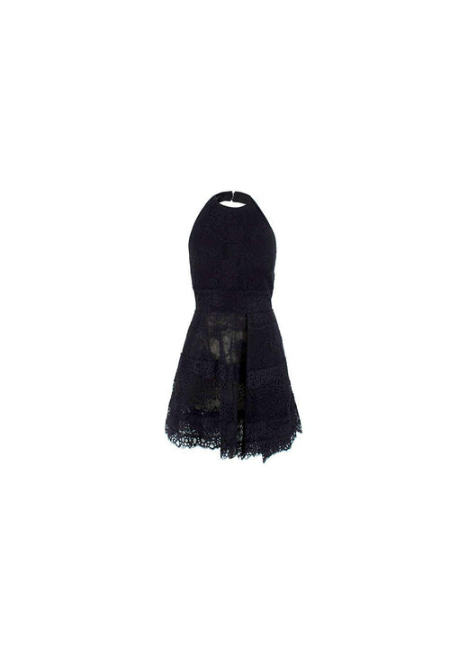 Black Lace Halterneck Mini Dress