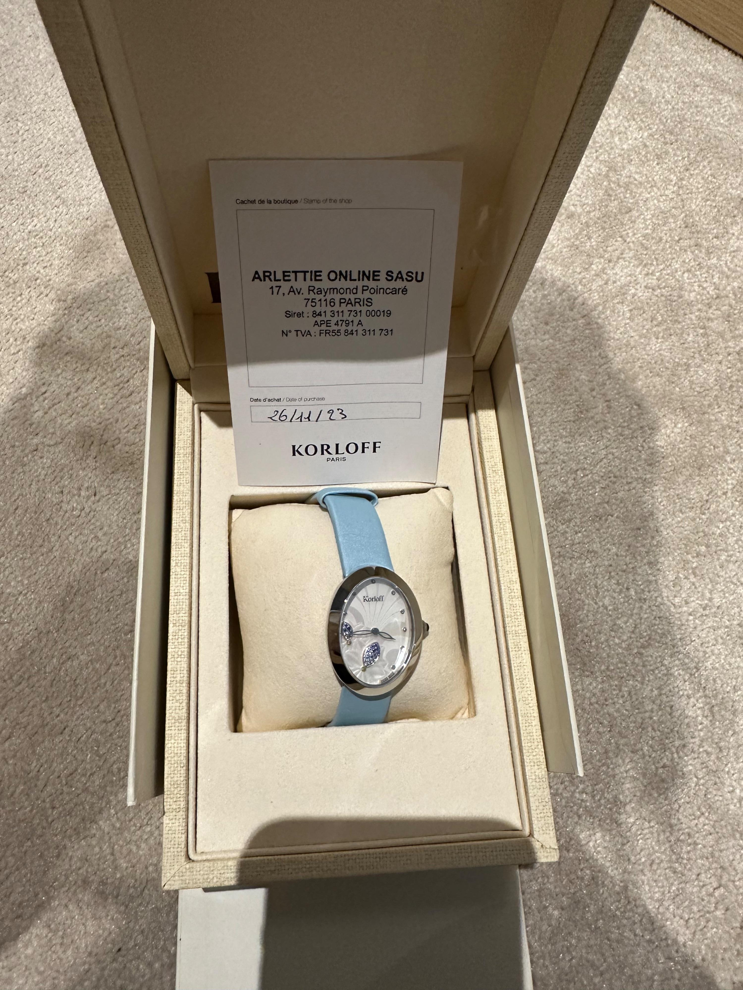 Korloff Blue Stainless Steel Sapphire and Diamond  Watch