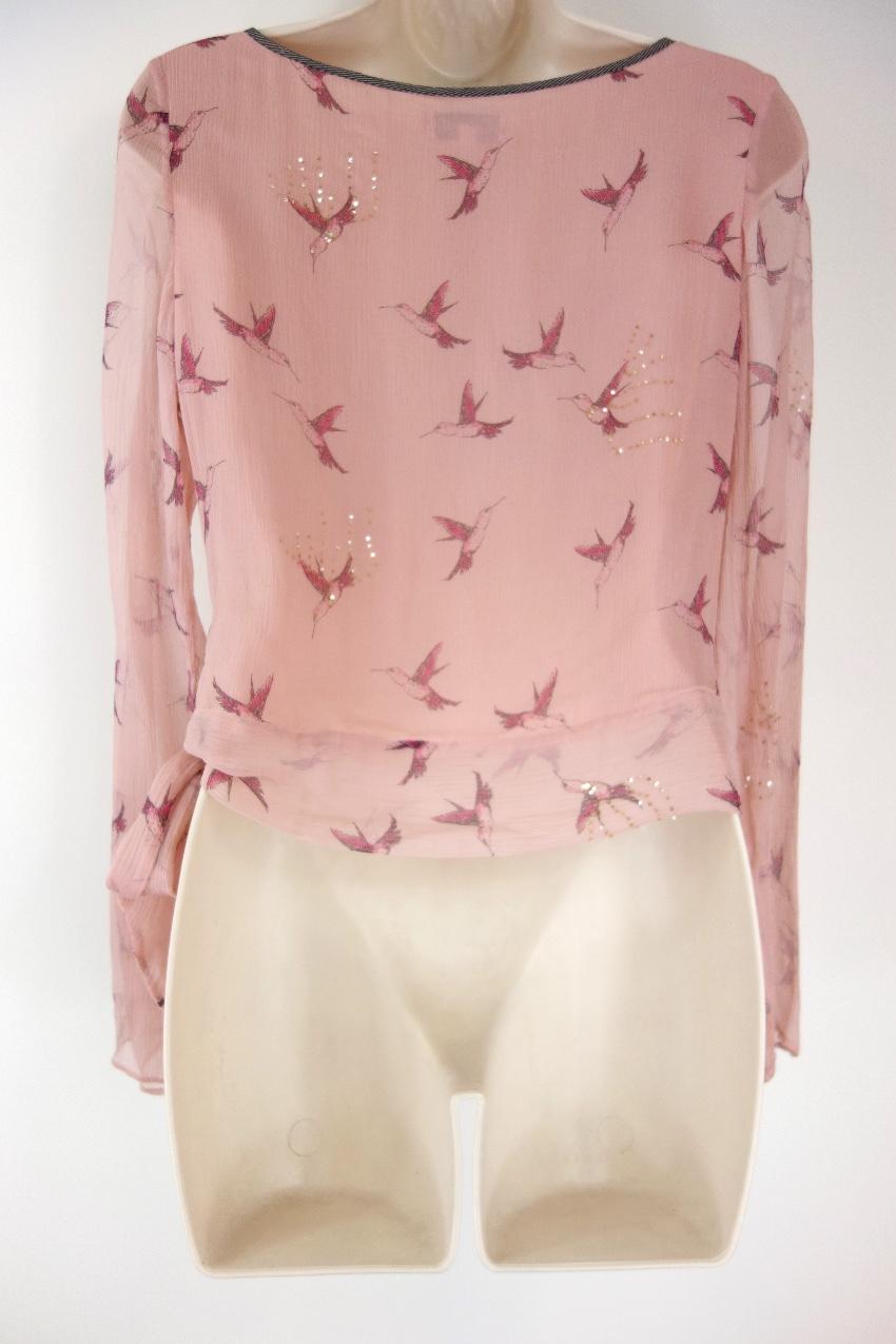 Temperley hummingbird-print wrap top