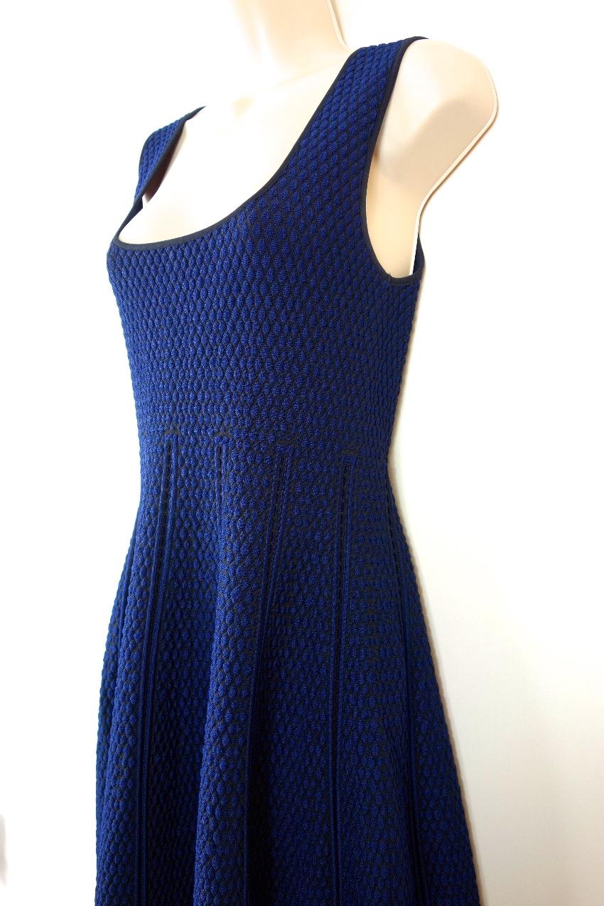 RVN Blue Textured Skater Dress