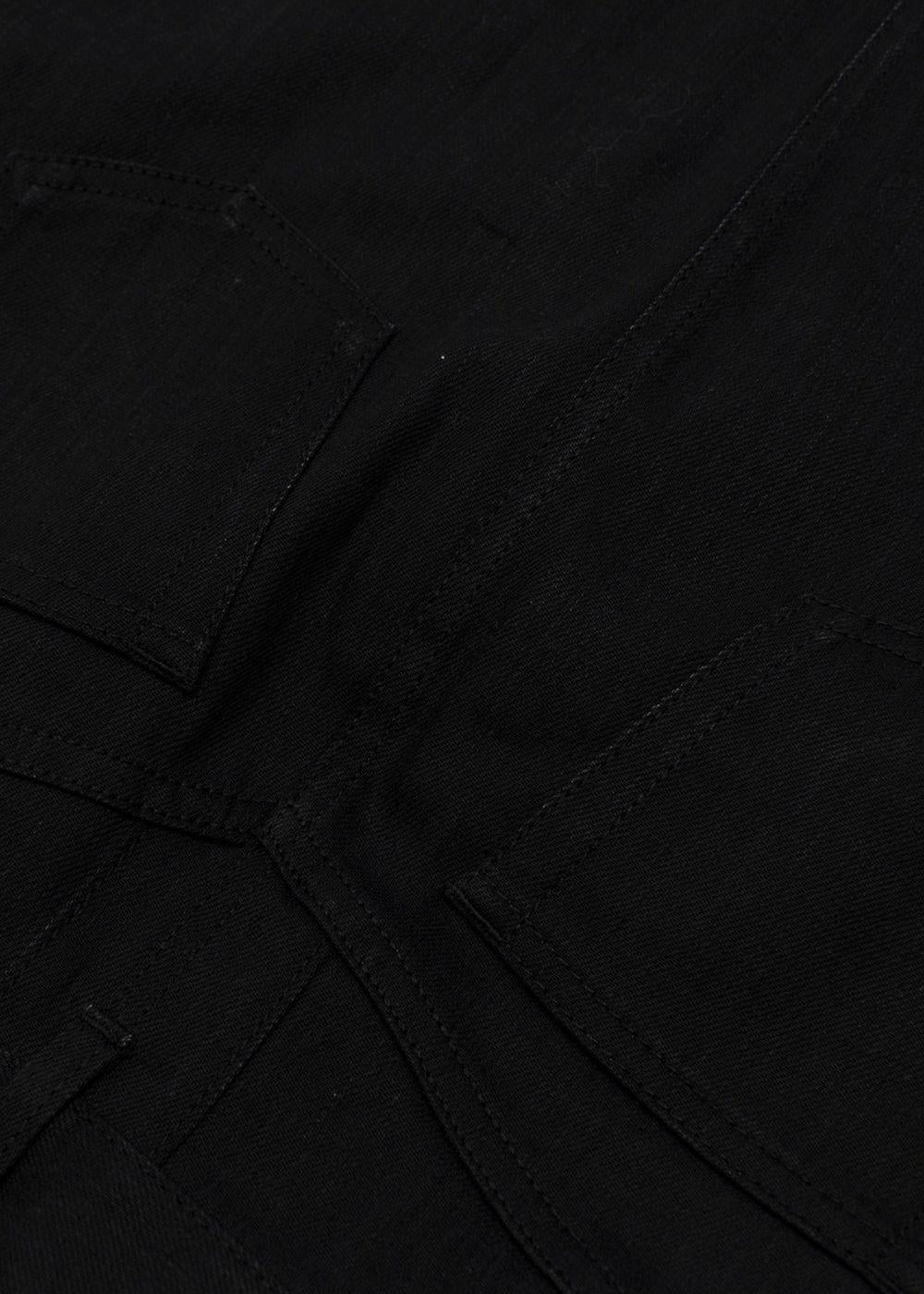 Black Denim Skirt with Silver Studded Leather Fringing