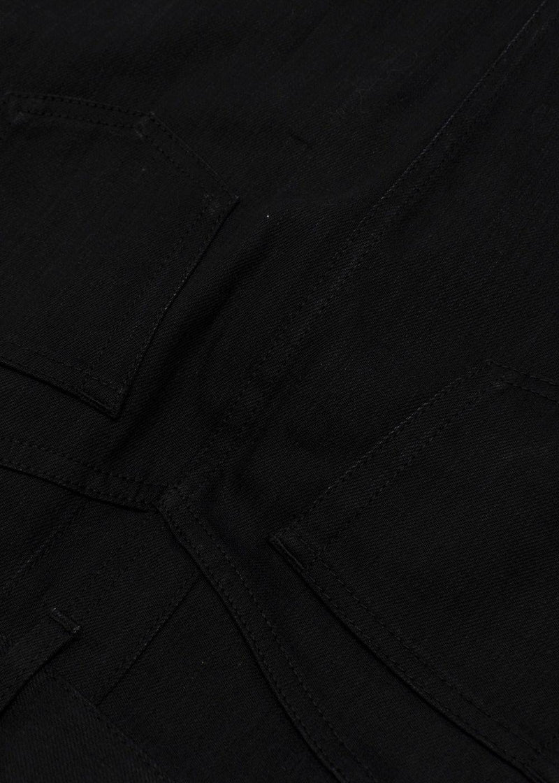 Black Denim Skirt with Silver Studded Leather Fringing