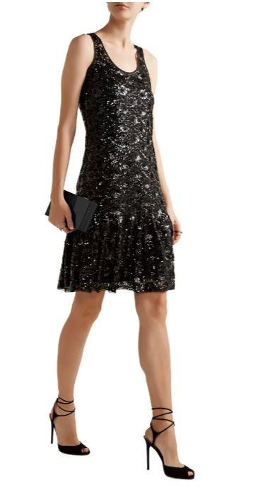 Michael Micahel Kors embellished black tulle mini dress
