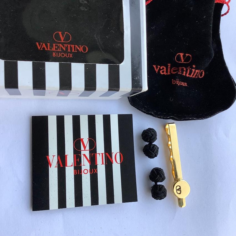 Valentino Vintage Cufflinks & Tie Clip Set