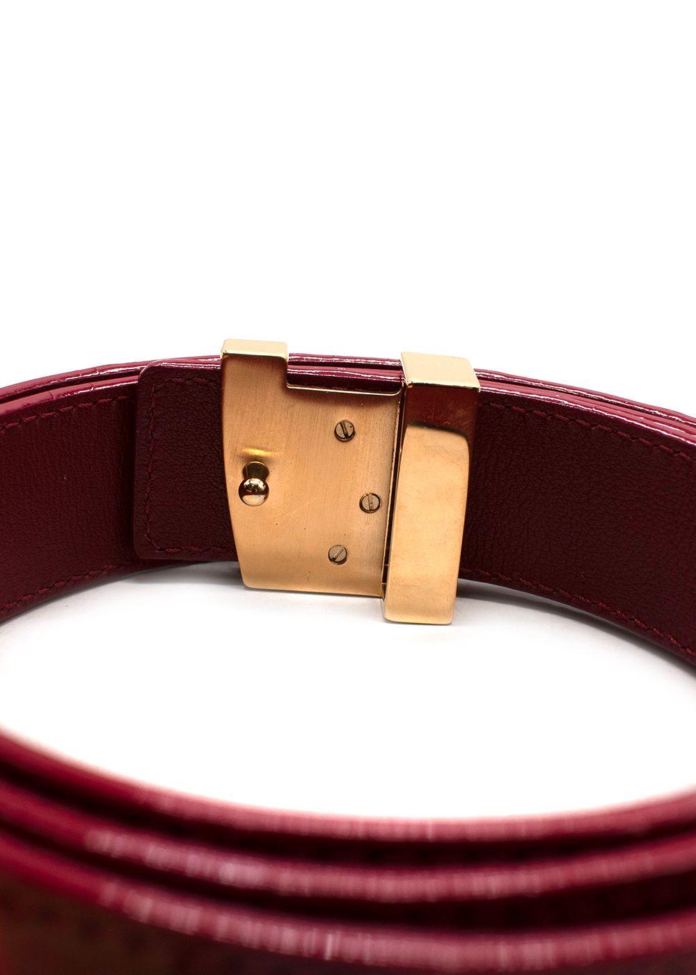 Louis Vuitton Fuchsia Crocodile Heritage Belt with Gold Hardware