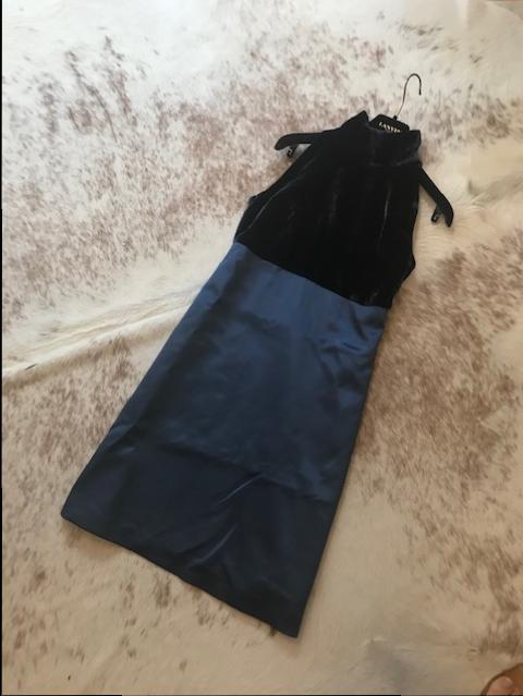 Fabi Halterneck Velvet Panelled Dress