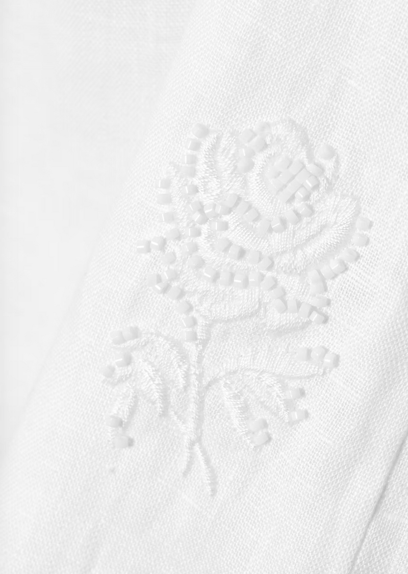 Sir the Label Alessandra Gathered Embroidered Linen Mini Dress