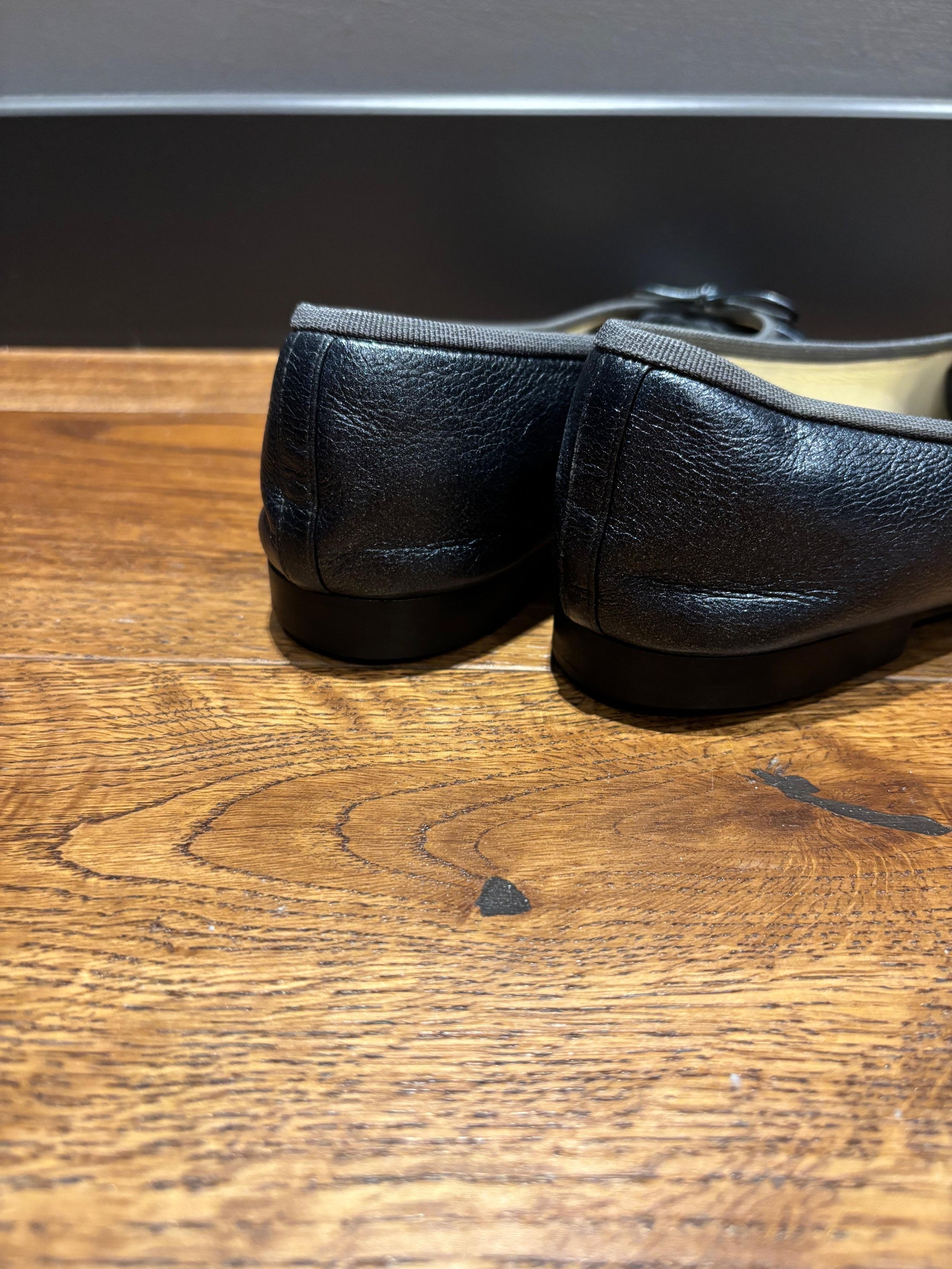 Chanel Navy Blue Leather Ballet Flats