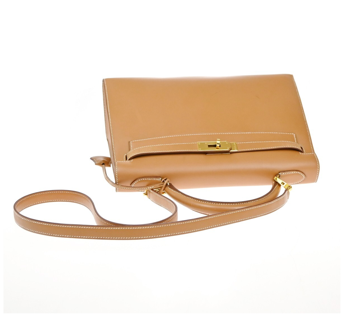 Hermes Tan With White Stitching Kelly 32cms