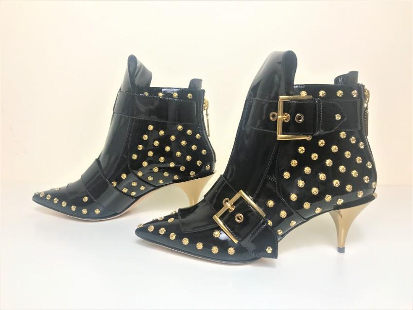 Alexander McQueen Studded Kitten-Heel Pointed Bootie