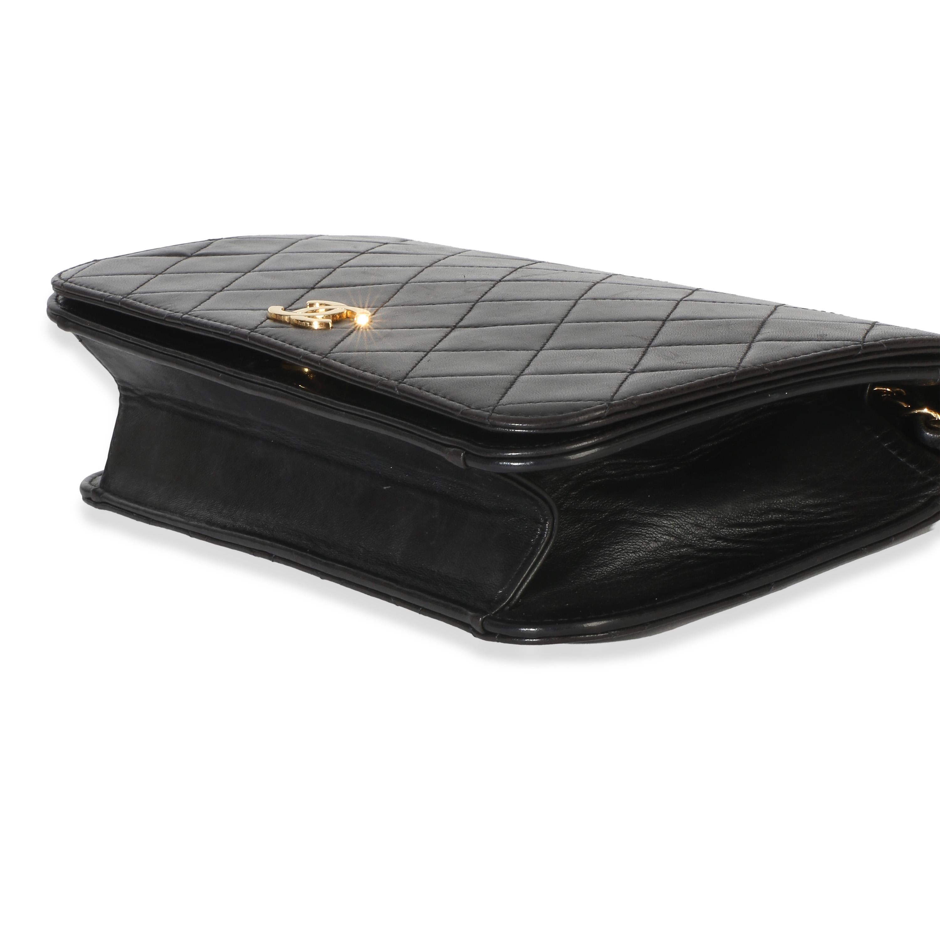 Chanel  Vintage Black Quilted Lambskin Full Flap Bag