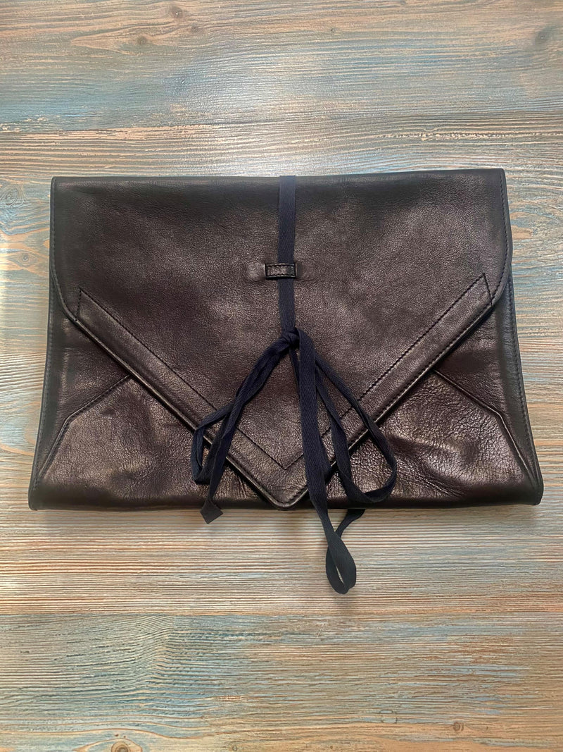 Ann Demeulemeester Black Leather Envelope Clutch Bag