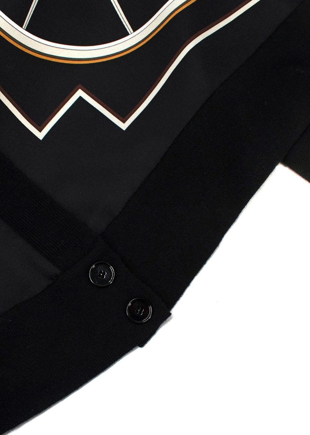Hermes Black Patterned Silk Twillaine Cardigan