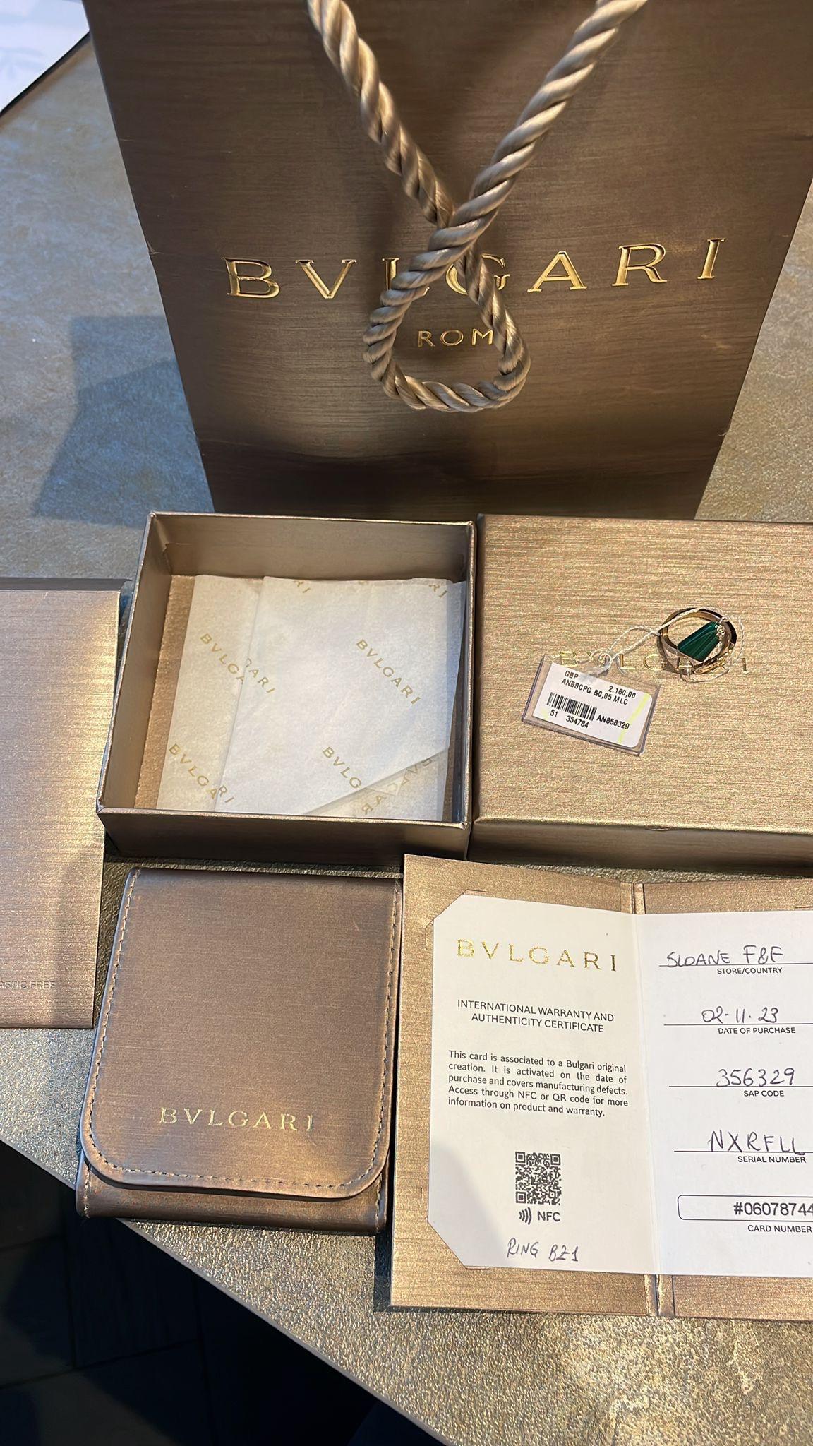 Bvlgari Rose Gold, Malachite and Diamond Gelati Ring