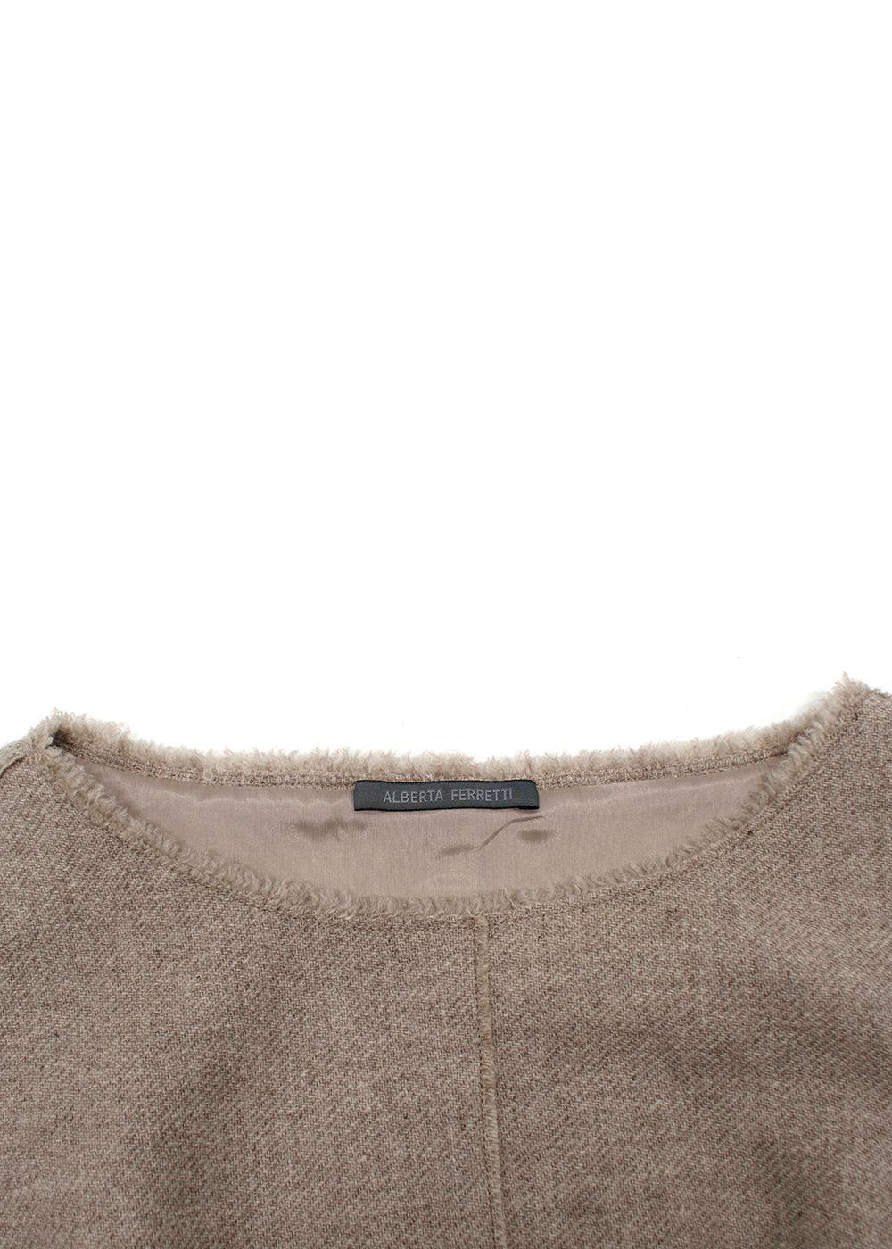 Alberta Ferretti Taupe Wool Midi Dress