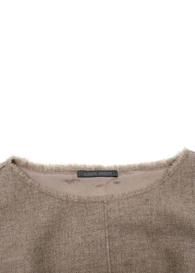 Alberta Ferretti Taupe Wool Midi Dress