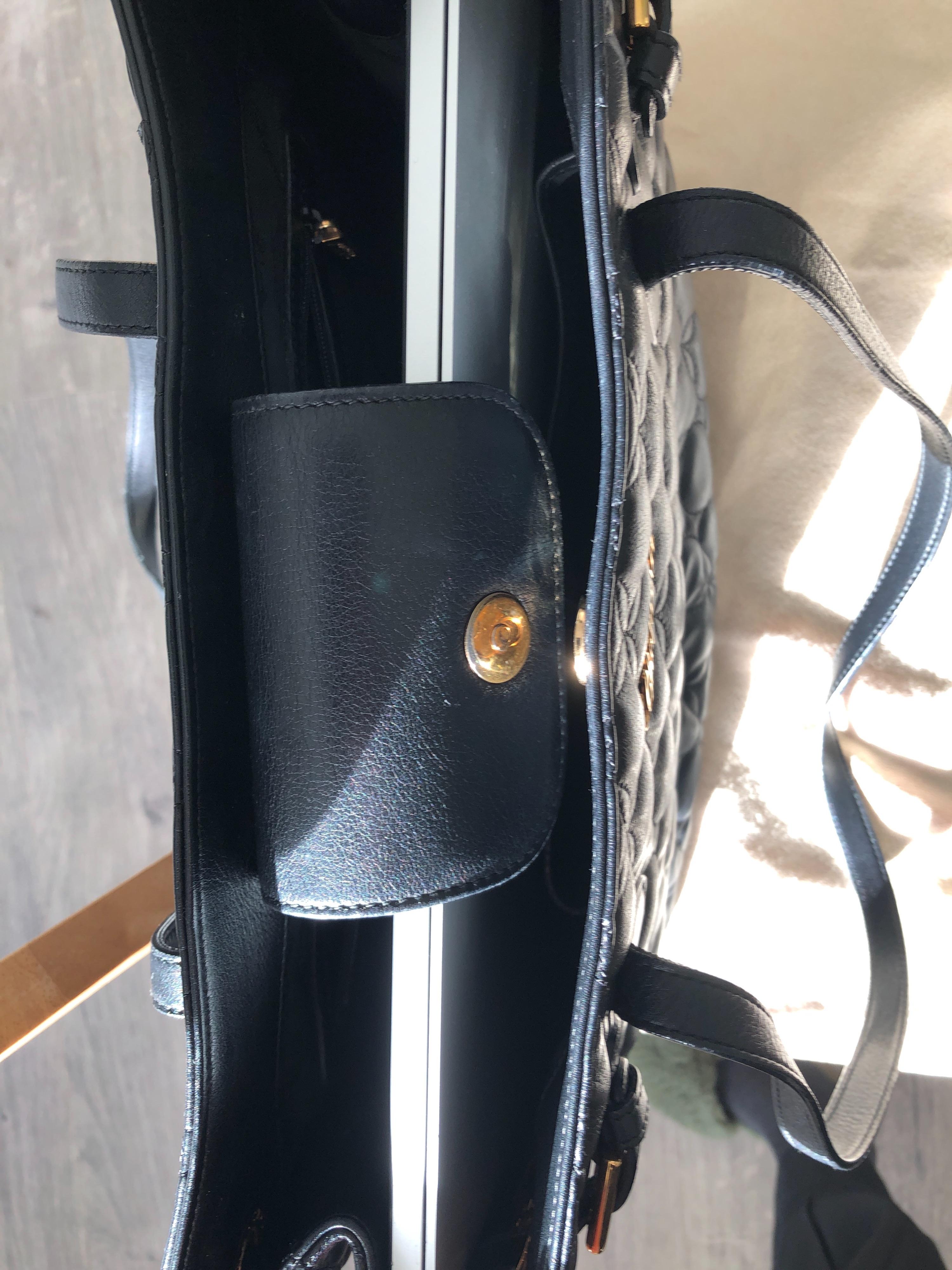 Black Quilted Leather Tote