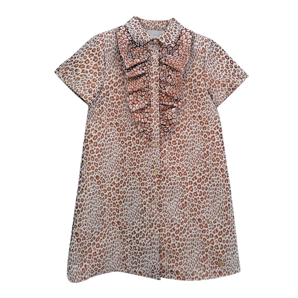 Roberto Cavalli Junior 10Y Animal Print Ruffle Front Dress