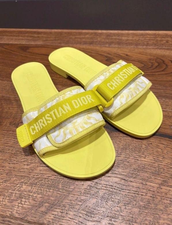 Dior Yellow Flat Beach Sandals