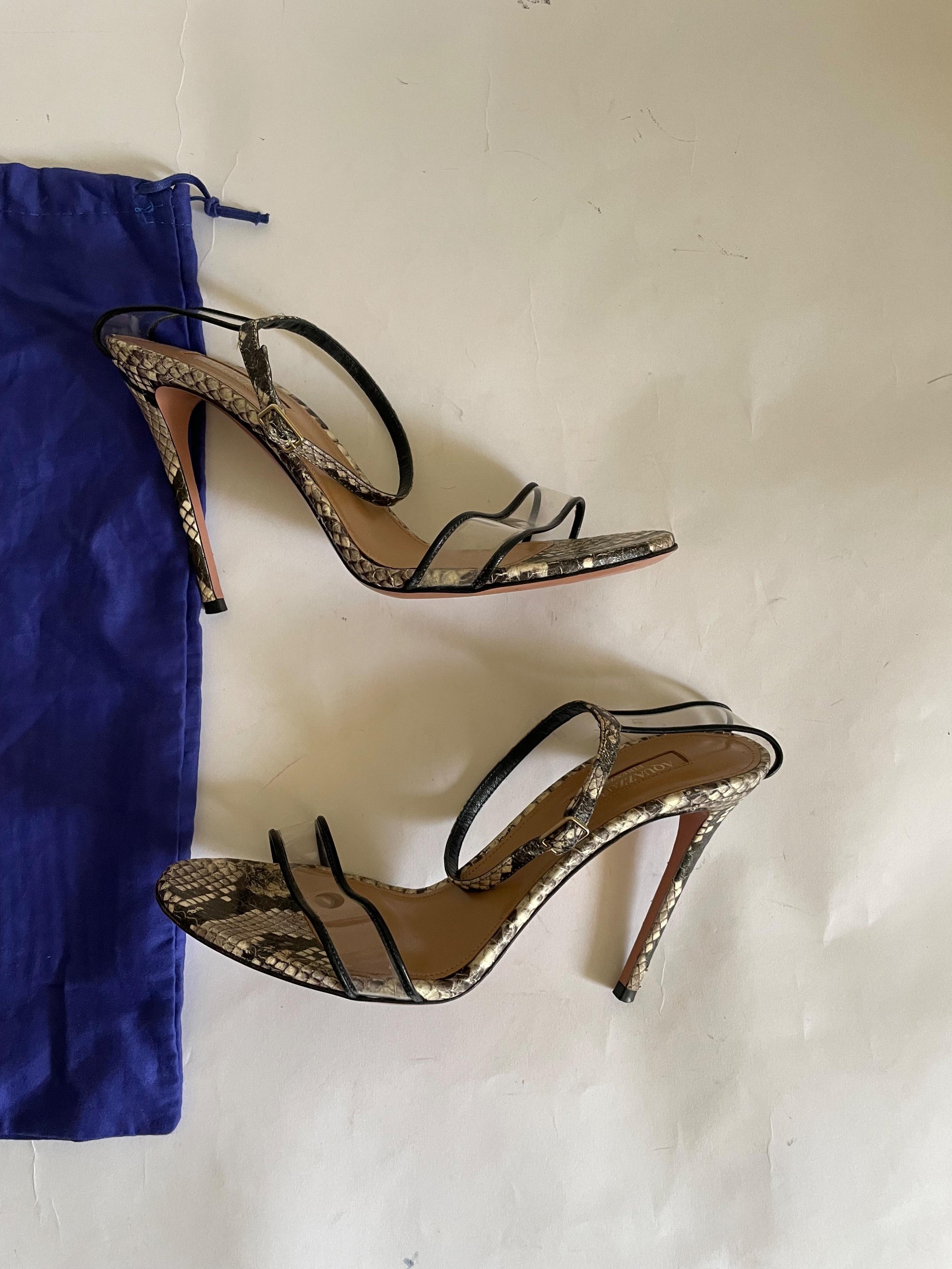 Snake Embossed Leather & PVC Sandals