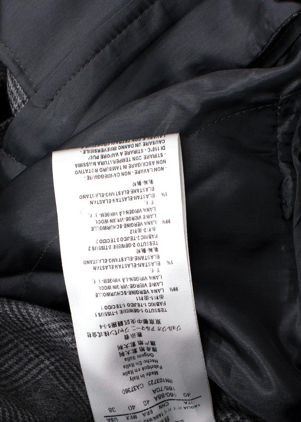 Giorgio Armani Grey Wool-Blend Checked Trouser