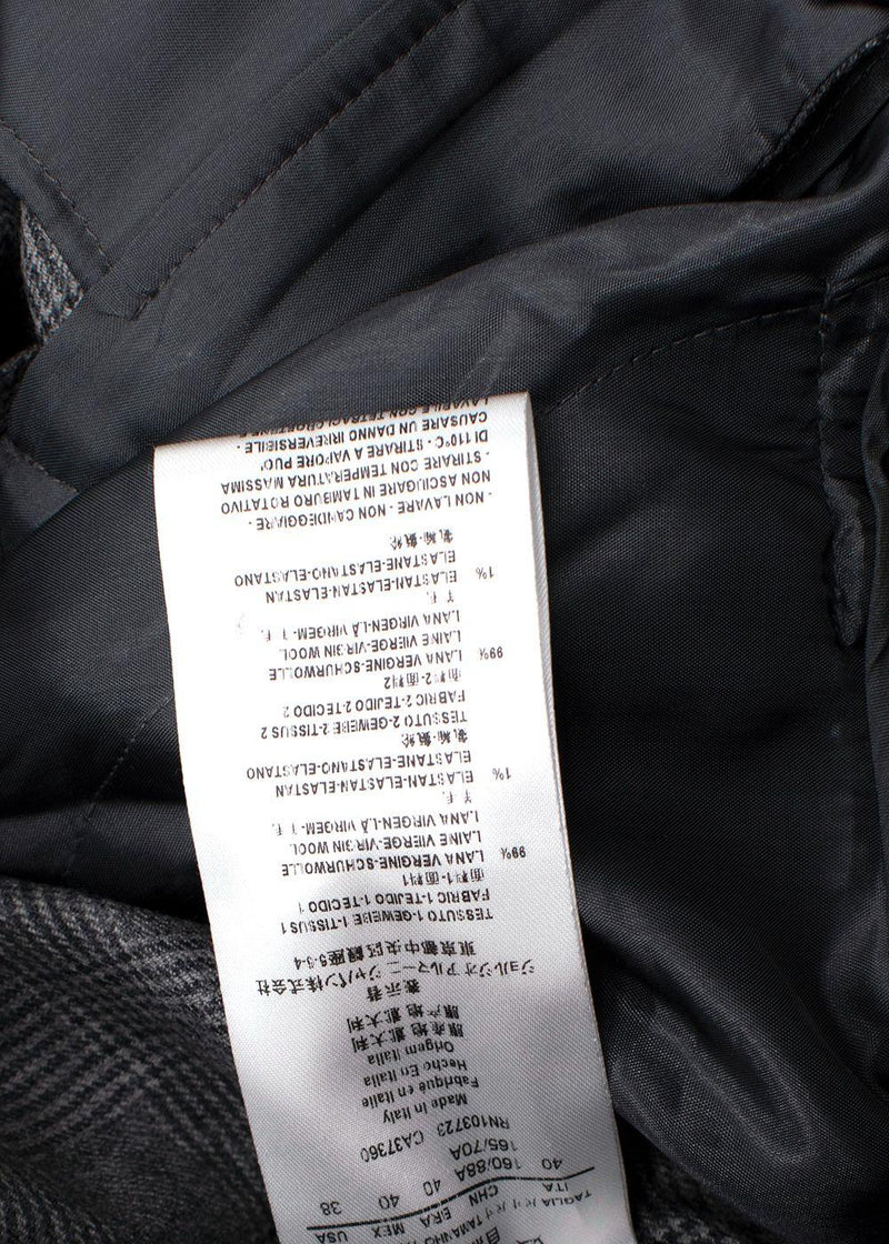 Giorgio Armani Grey Wool-Blend Checked Trouser