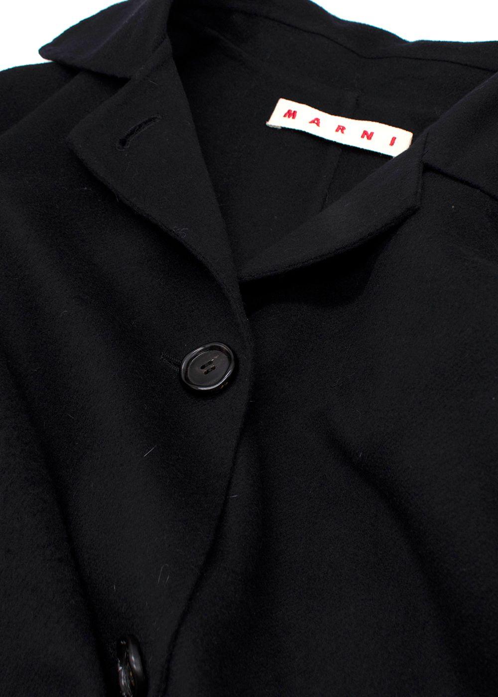 Marni Black Single Breasted Wool Cashmere Coat