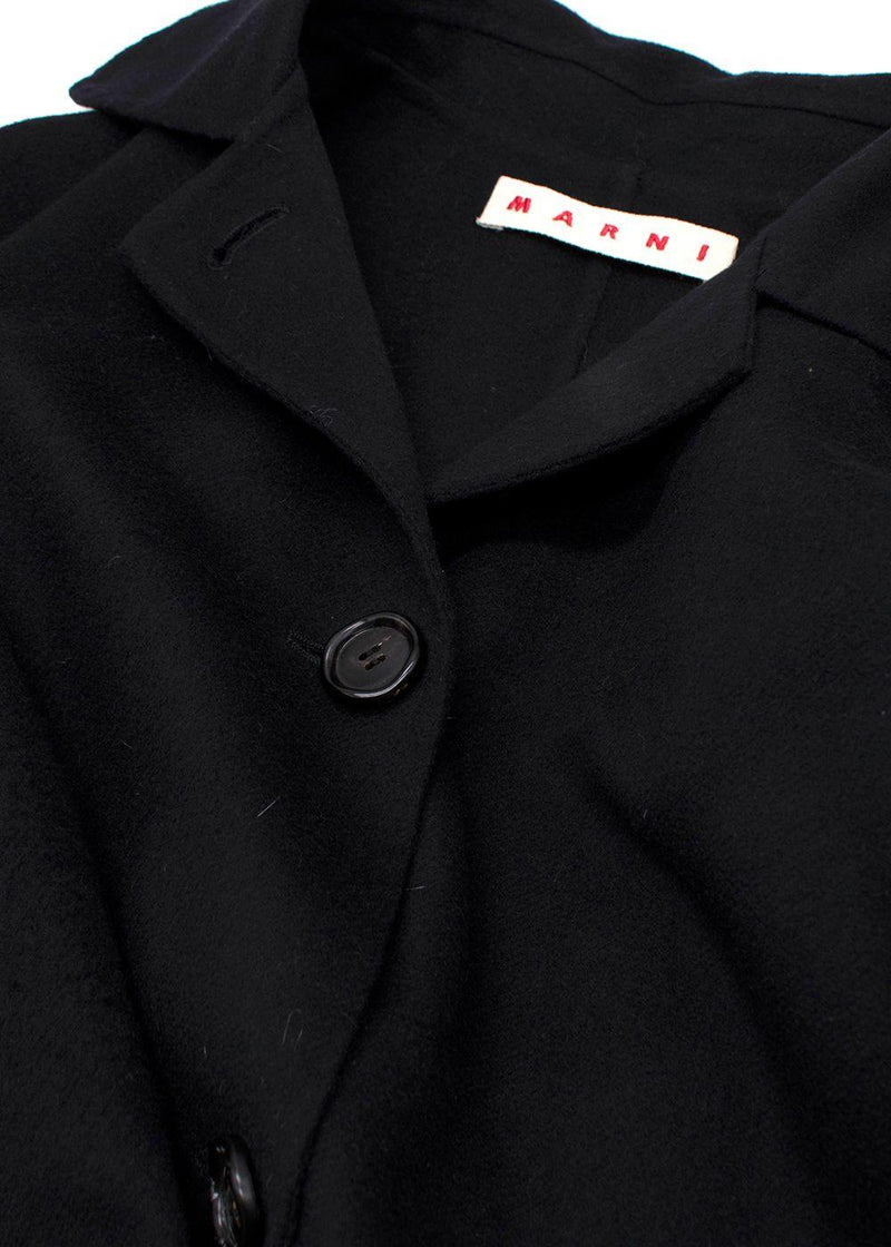 Marni Black Single Breasted Wool Cashmere Coat
