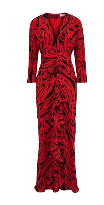 Red Tiger Print Midi Dress