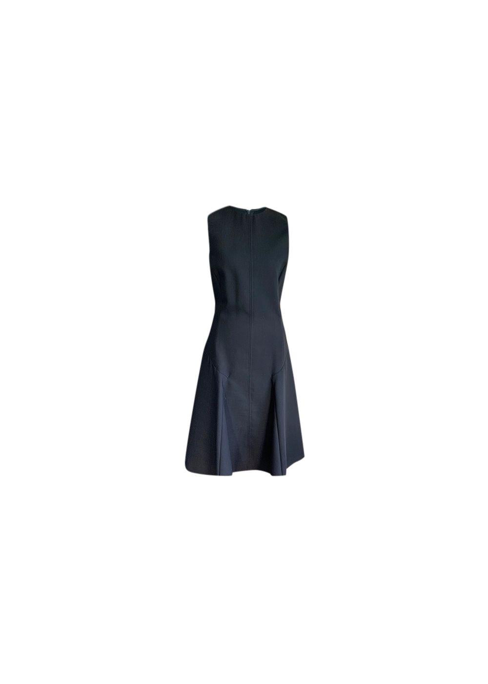 Black wool-twill Jackson pleated dress