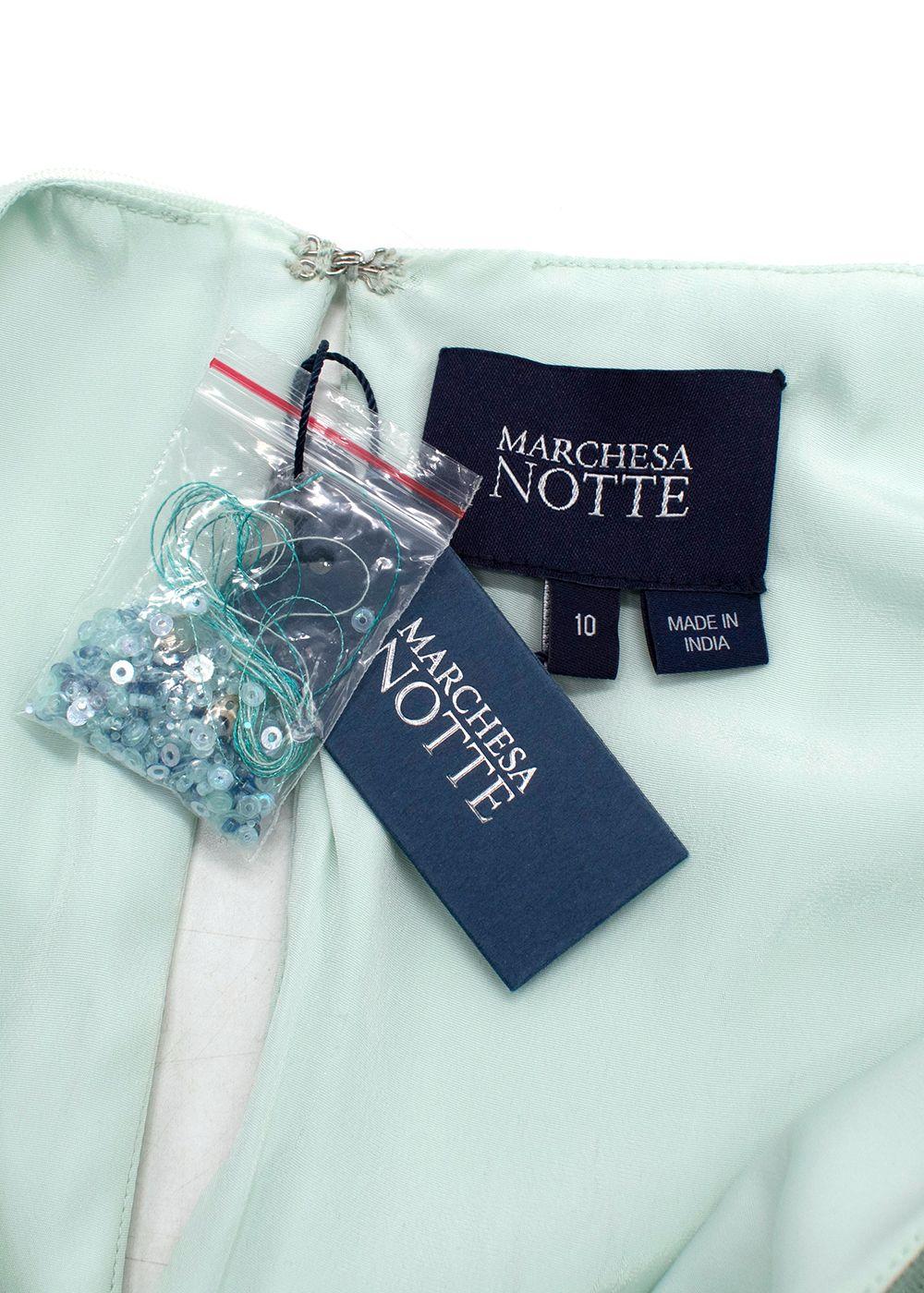 Marchesa Notte Aquamarine Sequin Embellished Mini Dress