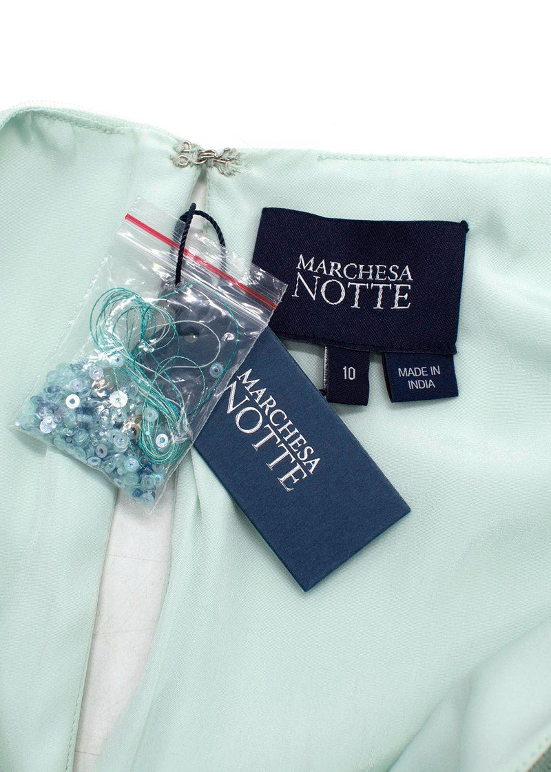 Marchesa Notte Aquamarine Sequin Embellished Mini Dress